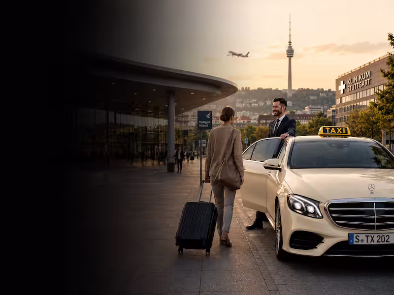 Taxi Möhringen mit Fahrgast – A1 Taxi Stuttgart